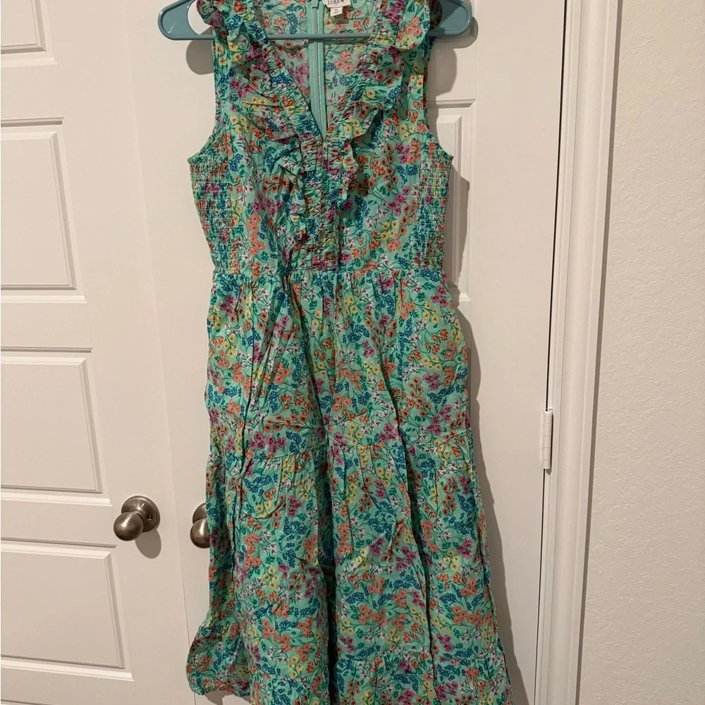 J. Crew Floral Midi Dress in Mint Green Size 6